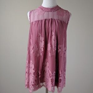 Light purple lace sleeveless tunic (L)